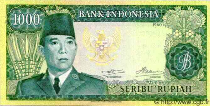 1000 Rupiah INDONESIA  1960 P.088a SC+