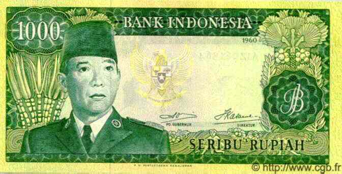 1000 Rupiah INDONESIEN  1960 P.088b fST