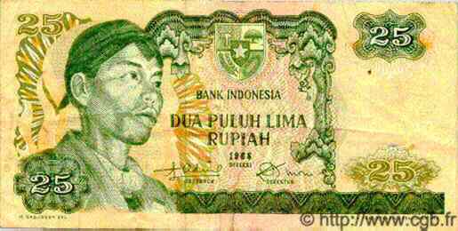 25 Rupiah INDONÉSIE  1968 P.106 pr.TTB