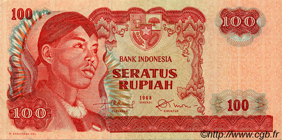 100 Rupiah INDONESIEN  1968 P.108 fVZ