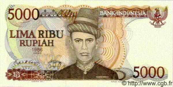 5000 Rupiah INDONESIA  1986 P.125 UNC