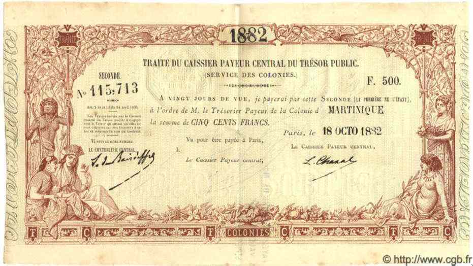 500 Francs MARTINIQUE  1882 P.-- SPL