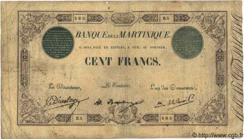 100 Francs MARTINIQUE  1922 P.08 VG