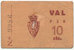 10 Centims SPAIN  1936 C.004d VF