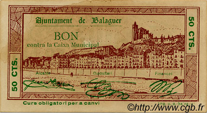 50 Centims SPAIN Balaguer 1937 C.070a XF