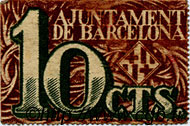 10 Centims ESPAÑA Barcelona 1937 C.78.3 MBC+