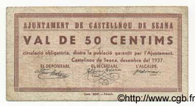 50 Centims SPAIN Castellnou De Seana 1937 C.179a F - VF