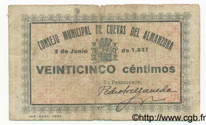 25 Centimos SPANIEN Cuevas Del Almanzora 1937 E.--(cf.299) S