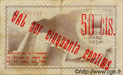 50 Centims SPAIN Figueres 1937 C.237a F