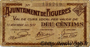 10 Centims SPAIN Figueres 1937 C.237b F