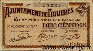 10 Centims SPAIN Figueres 1937 C.237b VF