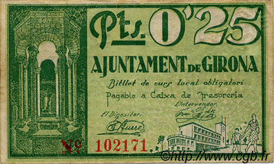 0,25 Pesseta SPAGNA Girona 1937 C.265a BB