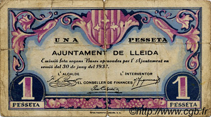 1 Pesseta SPAGNA Lleida 1937 C.318 q.MB