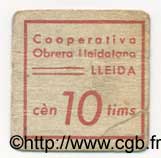 10 Centims SPAIN Lleida 1936 C.--(318) F - VF