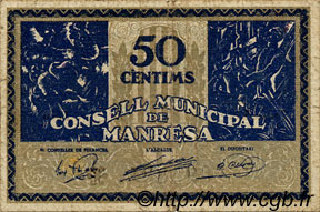 50 Centims SPAIN Manresa 1937 C.337 VF-