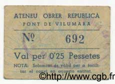 0.25 Pessetes SPAIN Pont De Vilumara 1936 C.466) VF+