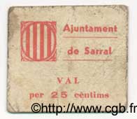 25 Centims ESPAGNE Sarral 1936 C.551a pr.TTB