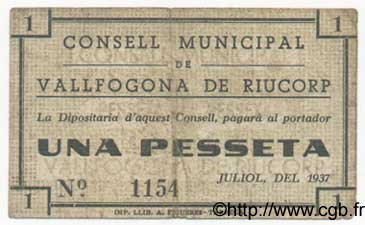 1 Pesseta ESPAGNE Vallfogona De Ruicorp 1936 C.638 TB