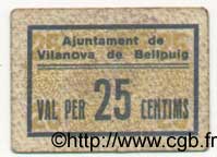 25 Centims ESPAGNE Vilanova De Bellpuig 1936 C.666a TTB