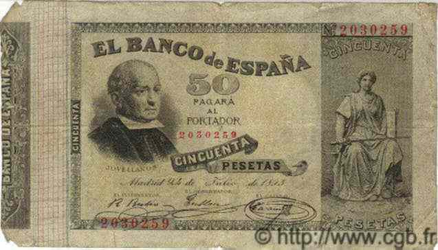 50 Pesetas SPAIN  1893 P.043 F