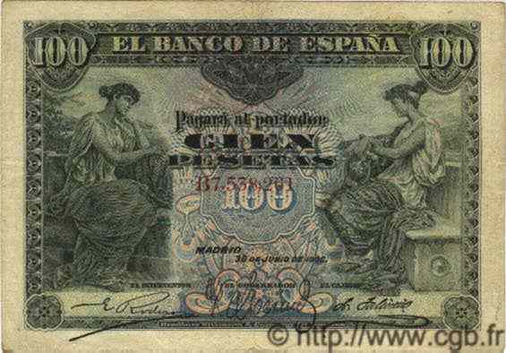 100 Pesetas ESPAÑA  1906 P.059a BC+
