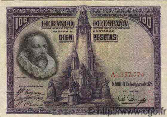 100 Pesetas SPAIN  1928 P.076b XF
