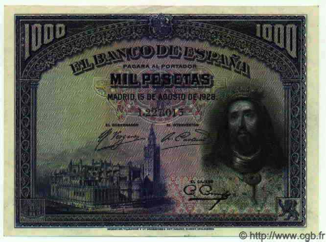 1000 Pesetas ESPAGNE  1928 P.078a SPL