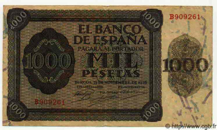 1000 Pesetas ESPAGNE  1936 P.103 TTB+