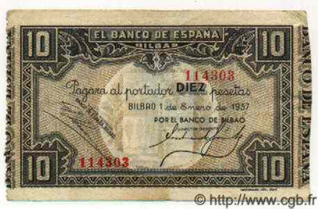 10 Pesetas ESPAGNE Bilbao 1937 PS.562a TTB