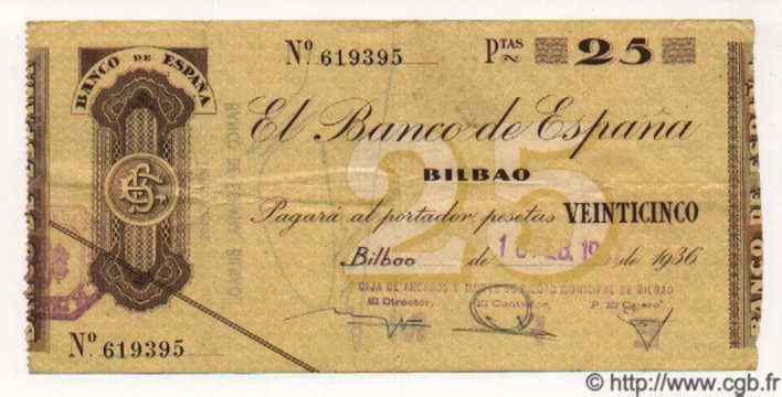 25 Pesetas ESPAGNE Bilbao 1937 PS.552(i) TTB+