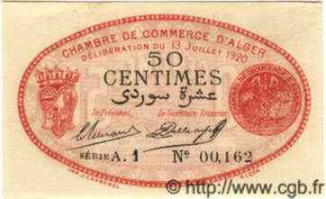 50 Centimes ALGÉRIE Alger 1920 JP.10 SPL