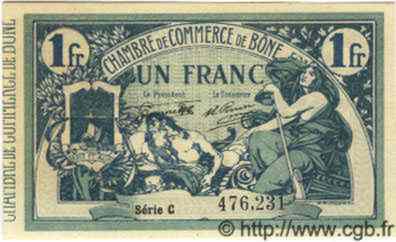 1 Franc ALGÉRIE Bône 1919 JP.08 NEUF