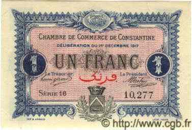 1 Franc ALGÉRIE Constantine 1917 JP.10 pr.NEUF