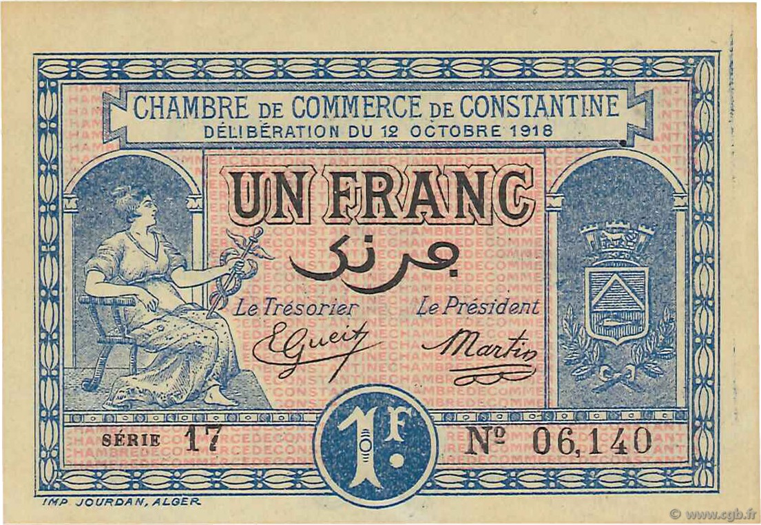 1 Franc ALGÉRIE Constantine 1918 JP.140.18 SPL