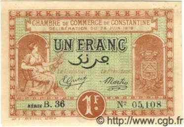 1 Franc ALGÉRIE Constantine 1919 JP.14 SPL