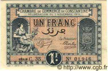 1 Franc ALGÉRIE Constantine 1919 JP.16 NEUF