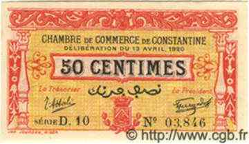 50 Centimes ALGÉRIE Constantine 1920 JP.17 NEUF