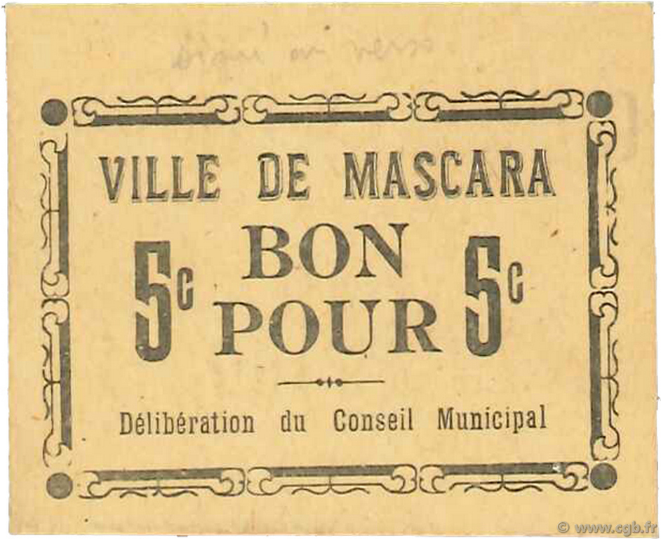 5 Centimes ALGÉRIE Mascara 1915 JPCV.01 SPL