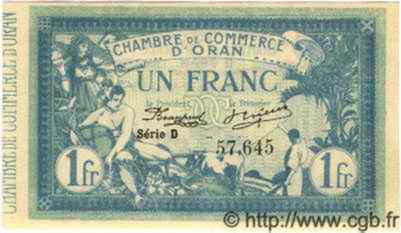 1 Franc ALGÉRIE Oran 1915 JP.141.02 NEUF