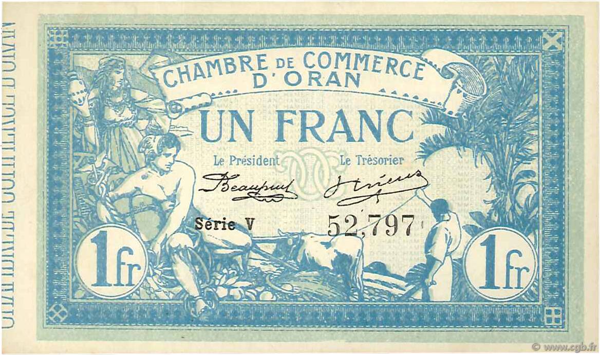 1 Franc ALGERIEN Oran 1915 JP.141.08 ST