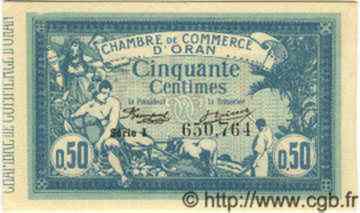 50 Centimes ALGÉRIE Oran 1918 JP.141.19 NEUF