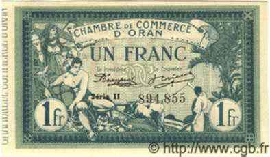 1 Franc ARGELIA Oran 1918 JP.08 FDC
