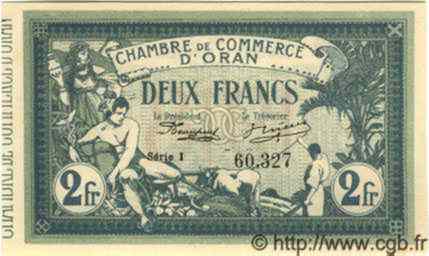 2 Francs ALGERIA Oran 1918 JP.09 UNC