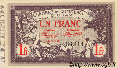 1 Franc ALGÉRIE Oran 1920 JP.141.23 NEUF