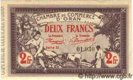 2 Francs ALGERIA Oran 1920 JP.12 FDC