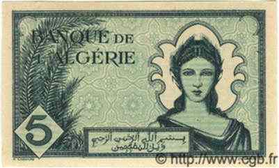 5 Francs ALGERIA  1942 P.091 FDC