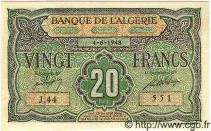 20 Francs ALGÉRIE  1948 P.012 NEUF