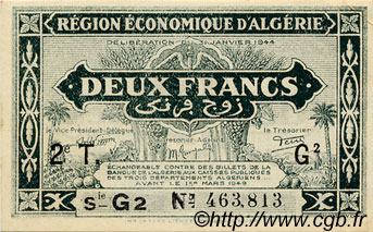2 Francs  ALGÉRIE  1944 P.039 NEUF