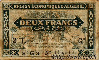 2 Francs ALGÉRIE  1944 P.039 B+