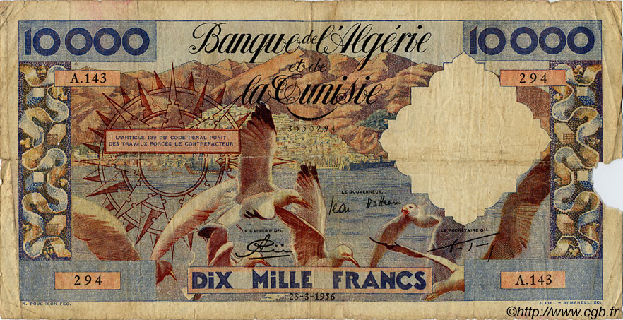 10000 Francs ALGÉRIE  1956 P.043 B+